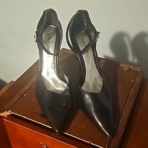 Nine West Designer Shoes w/Ankle Strap, Sz 8, Black, Genuine Leather, 3" Heel,